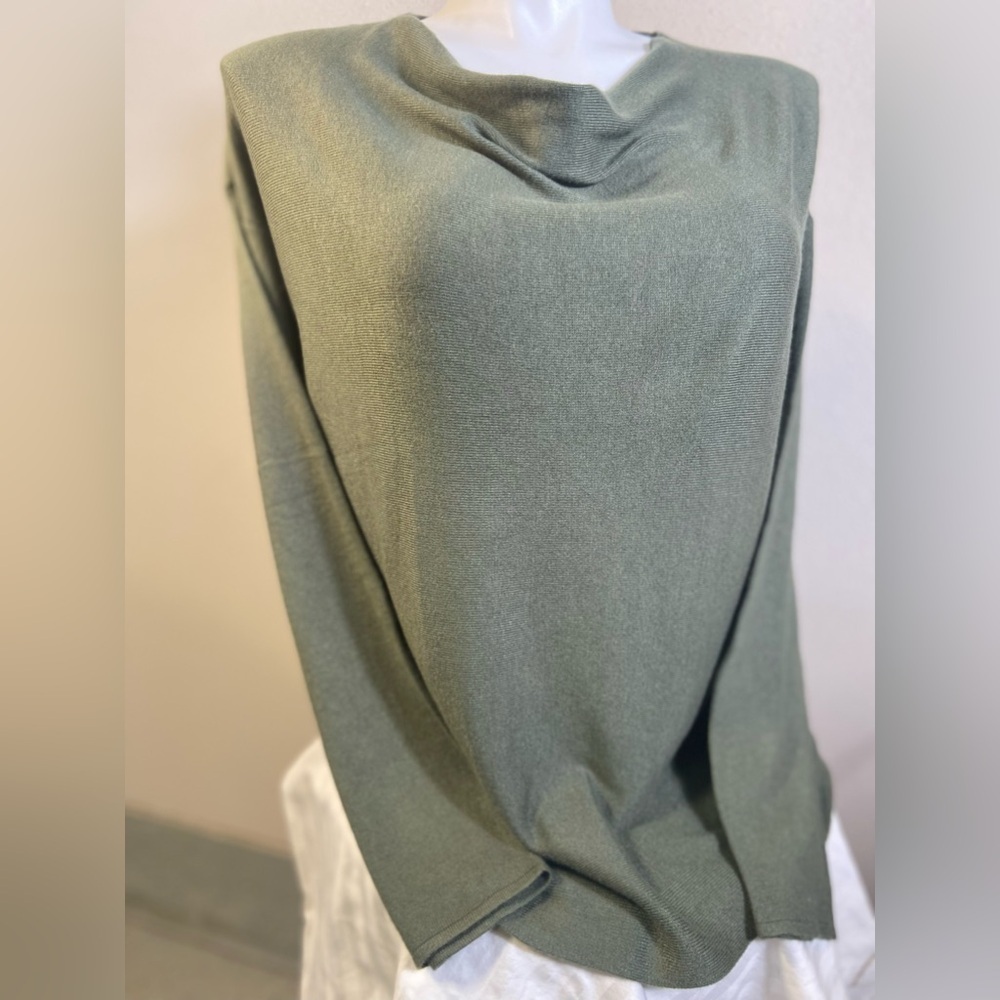 Ann Taylor~NWT~Soft~Olive Green~Cowl Neck~Drop Shoulder~Knit Sweater~Size L